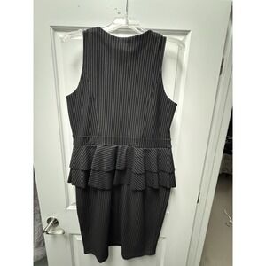 City Chic Black Pinstripe Peplum Sheath Dress Plus Size M/18 Professional Career